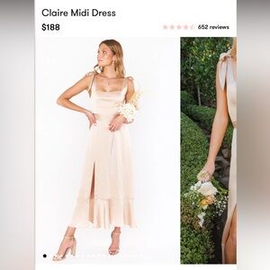 Show Me Your Mumu Claire Midi Dress - Champagne Luxe Satin (Size M)